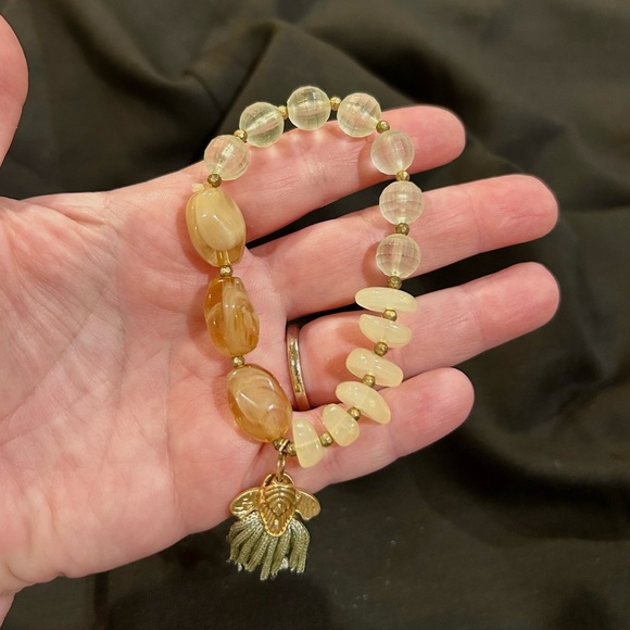 (Bundle 3 for $15) Elegant Gold Beaded Bracelet with Bee Tassel - Picture 2 of 4